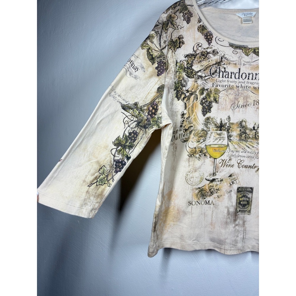 Vintage 90s Y2K Allover Graphic Print Chardonnay Wine Country Shirt Top XL Fairy - Picture 5 of 15